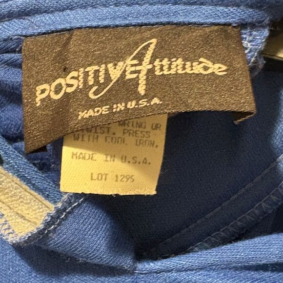 Vintage 1980s Positive Attitude Blue Belted Womens Dress Retro - Picture 7 of 7